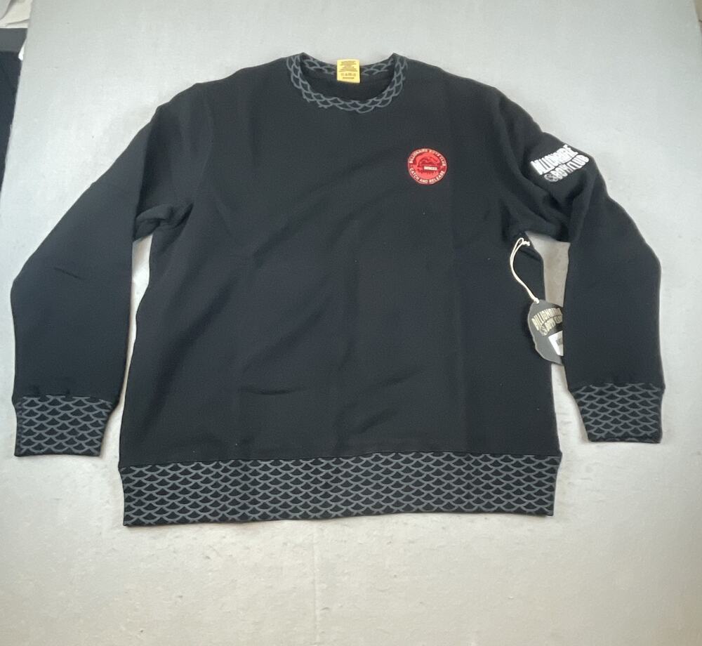Billionaire Boys Club Mens Sz 2XL Fish Scale Crewneck Sweater Black Red Logo
